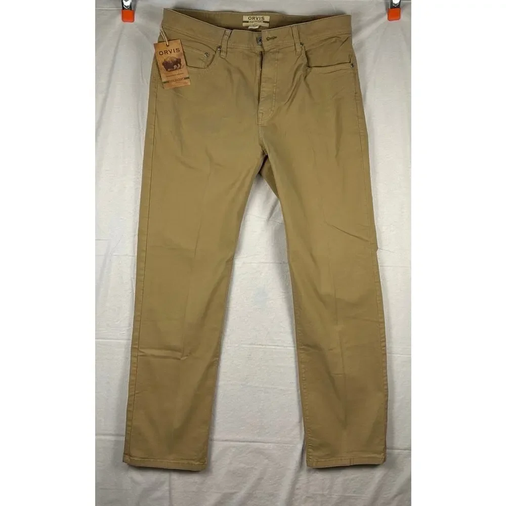 NWT Orvis Five-Pocket Stretch Twill Pants – Desert Khaki W34 L30 – MSRP $109